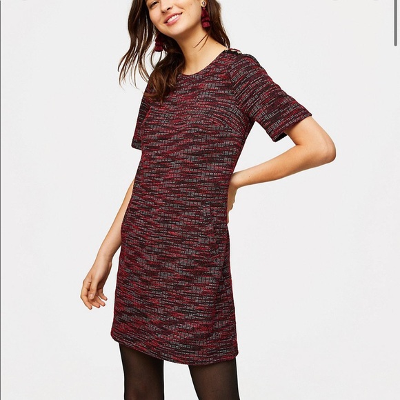 NWT LOFT Tweed Shift Dress w/ Pockets - Picture 1 of 8